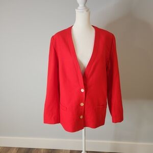 E.H. Woods Vintage Vibrant Red‎ Blazer Size: 16 Preppy Business Casual